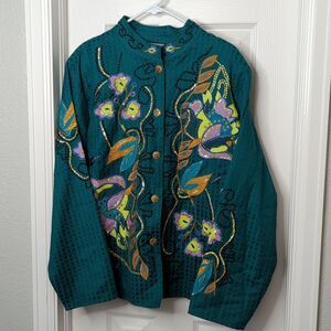 Indigo Moon embellished embroidered jacket Size 2XL